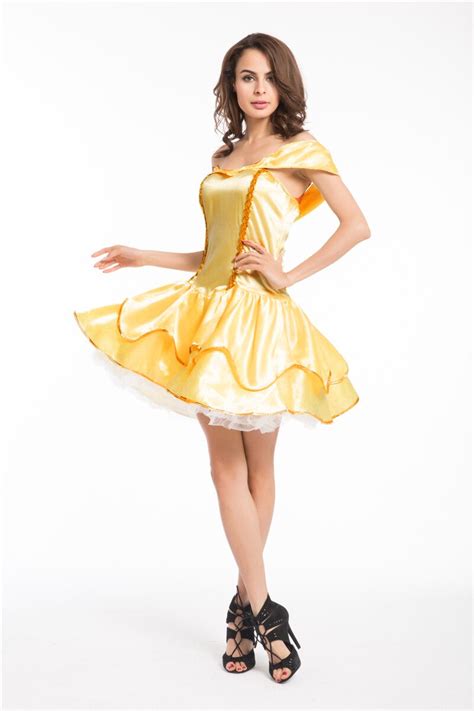 Free Shipping Ladies Princess Belle Fancy Dress Up Halloween Party