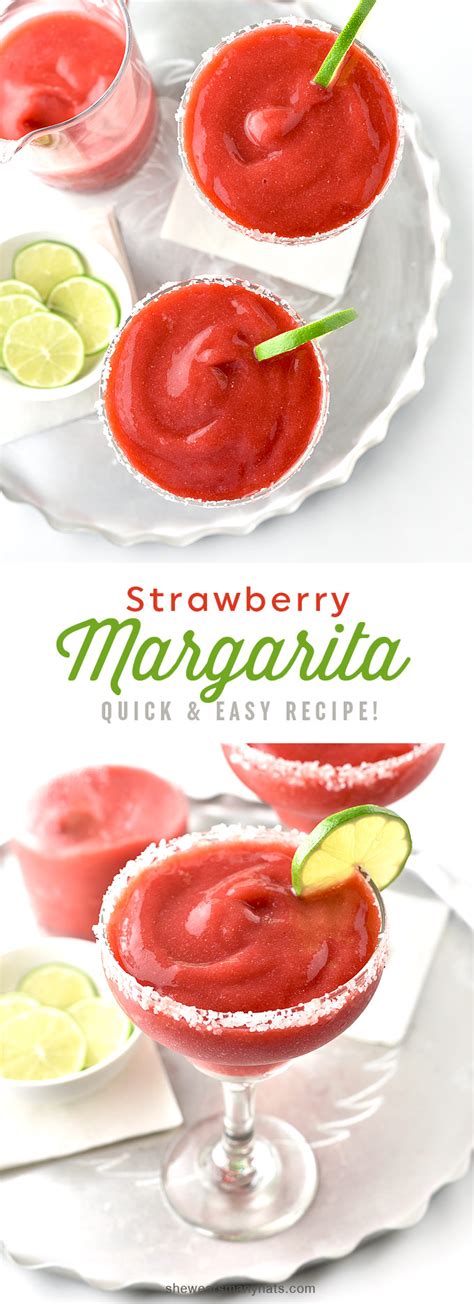 Easy Frozen Strawberry Margarita Recipe She Wears Many Hats