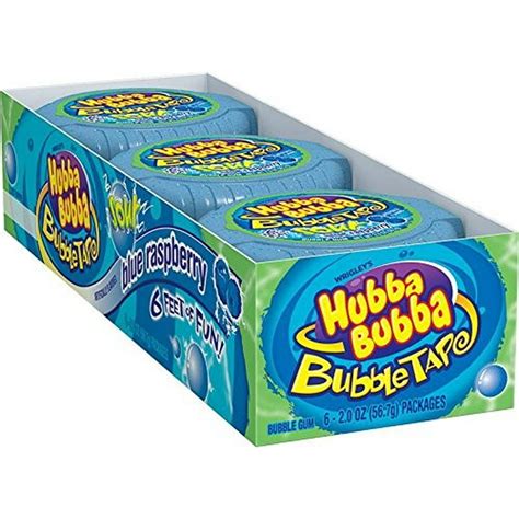 Hubba Bubba Bubble Tape Gum Sour Blue Raspberry 2 Oz Innerpack Of 12