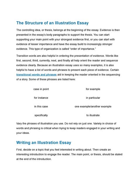 The Structure Of An Illustration Essay Evidence Is Then Presented In