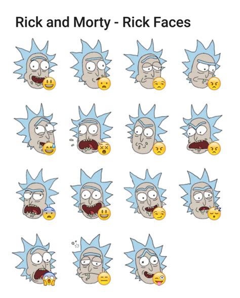 Rick And Morty Rick Faces Telegram Sticker Set Stickers