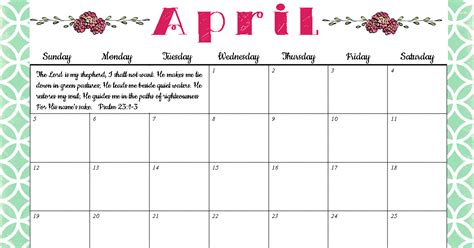 The Blogging Pastors Wife Free Printable Calendar For April 2015