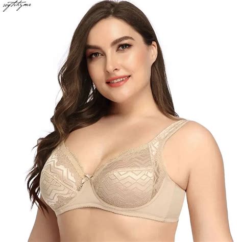 Softrhyme Plus Size Ultra Thin Lace Bra Big Cup With Rim Sexy Underwear Women Lingerie Intimates