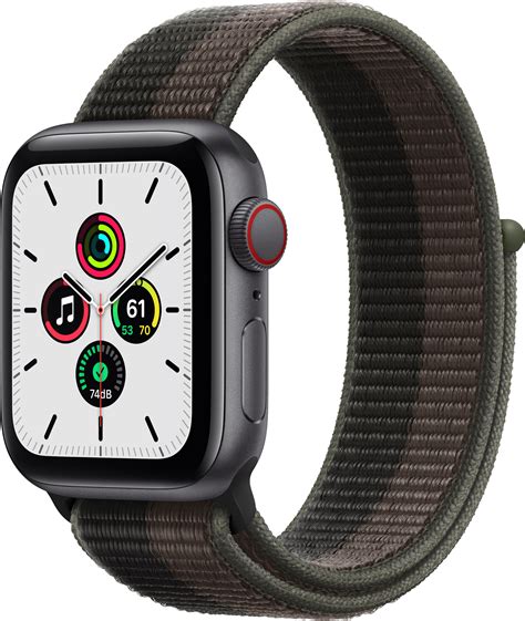 Apple Watch Se Gps Cellular Mm Space Gray Aluminum Case With Tornado Gray Sport Loop