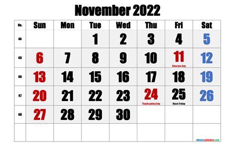 Free Printable November 2022 Calendar Pdf And Png Calendar