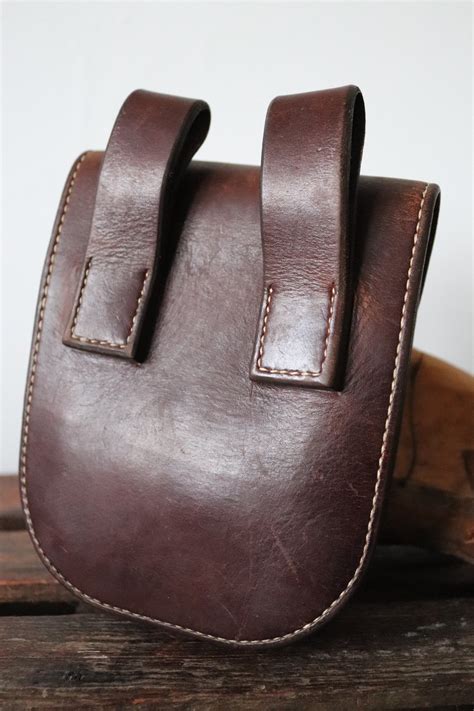 Vintage Handmade Brown Leather Belt Bag Pouch Hip Festival Hand