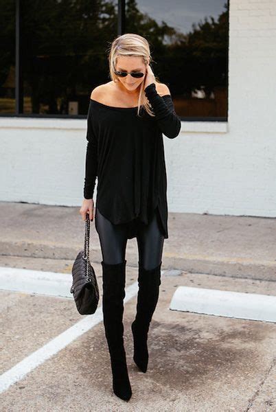 black over the knee boots outfit on stylevore