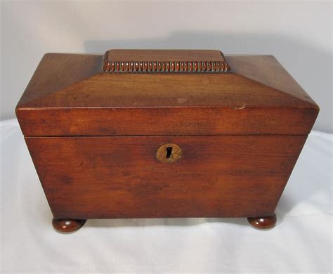 Antique Victorian English Mahogany Tea Caddy From Thesteffencollection