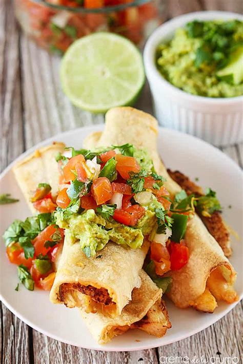 Remove from heat and allow to cool to the touch. Baked Cheesy Chicken Taquitos | Creme De La Crumb
