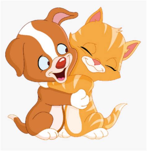Cute Cats Dogs Animation Cat And Dog Hugging Cartoon Hd Png