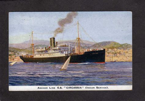 Ss Circassia Anchor Line Steamer Steamship Postcard Damaged On Back