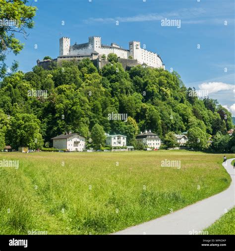 Medieval Fortress Of Hohensalzburg Sits Atop Festungsberg Hill In The