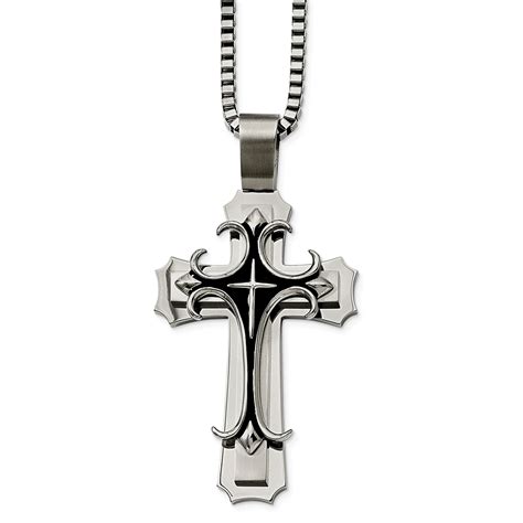 chisel stainless steel cross pendant necklace ebay