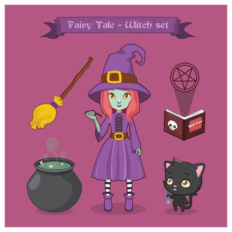 Premium Vector Fairy Tale Witch Set