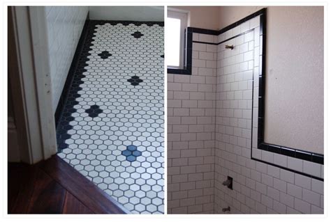 Here we see a monochromatic white bathroom that is sure to offer a relaxed and calm experience with its sheer elegance. black and white hexagon tile floor border - Google Search ...