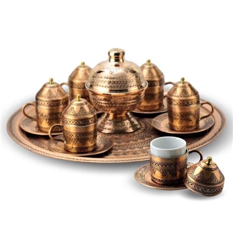 Turkish Copper Coffee Set Handcrafted Sultan Set Of 6 Online