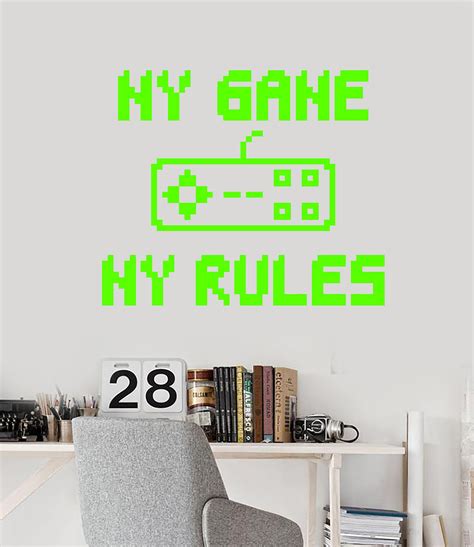 Vinyl Wall Decal Gamer Room Quote Joystick My Game My Rules Stickers