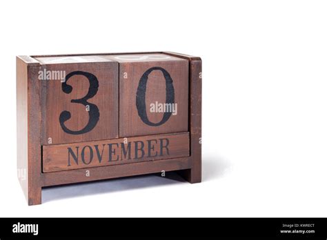 Wooden Perpetual Calendar Set To November 30th Stock Photo Alamy