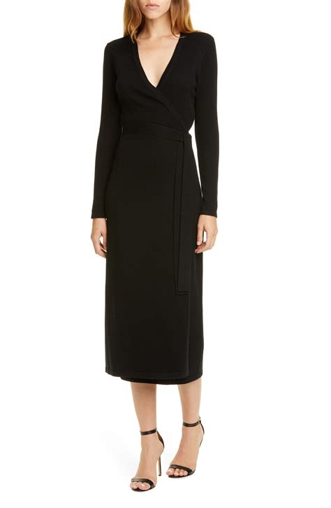 Dvf Astrid Long Sleeve Wool And Cashmere Wrap Dress Nordstrom