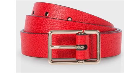 Paul Smith Mens Red Leather Integrated Keeper Suit Belt In Red For Men