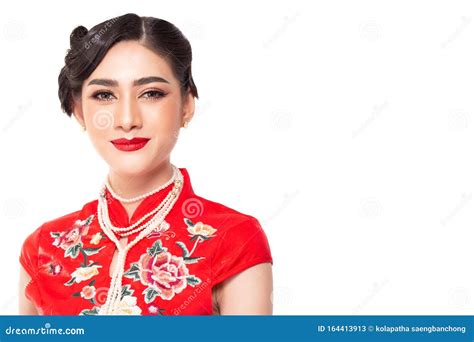 Portrait Beauty Chinese Woman Beautiful Asia Woman Wear Cheongsam