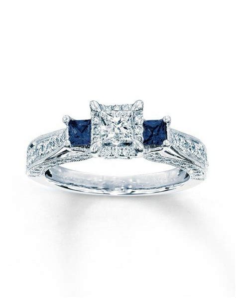Kay Jewelers Diamondsapphire Ring 1 Ct Tw Princess Cut 14k White Gold