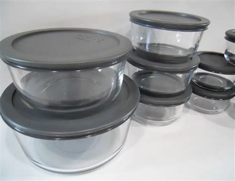 ️ New 20 Pc Pyrex Food Storage Container Set Glass Wgray Covers Lids