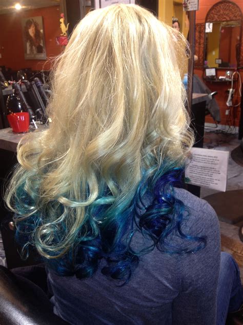 Ocean Blue Hair Bomb Shell Blonde And Blue Ombré Long Hair Styles