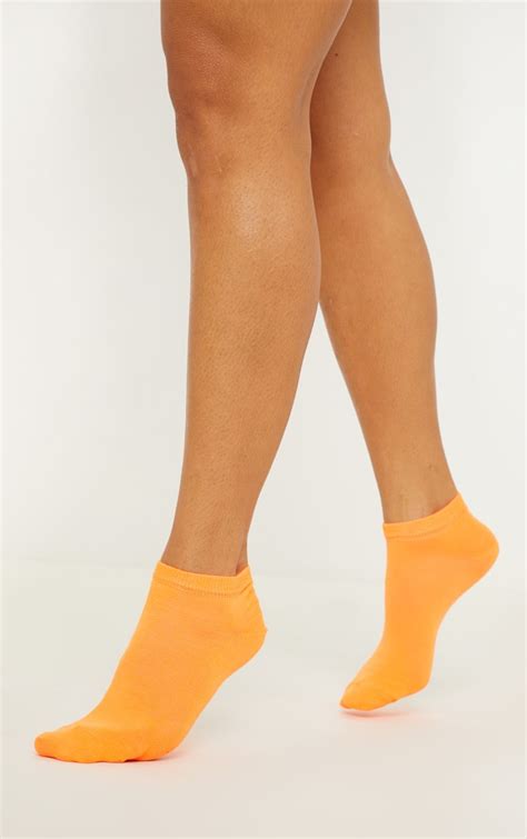 Neon Orange Trainer Socks Accessories Prettylittlething