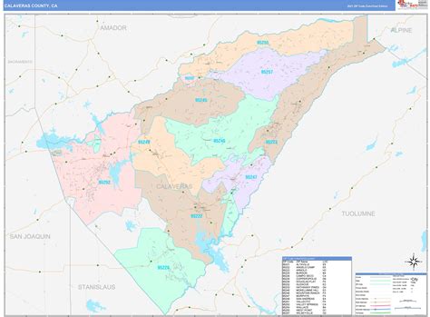 Calaveras County, CA Wall Map Color Cast Style by MarketMAPS - MapSales