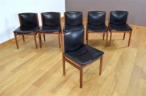 6 Chaises En Palissandre De Rio Tito Agnoli Vintage 1960 Fauteuil