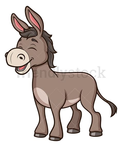 Happy Donkey Cartoon Clipart Vector Friendlystock