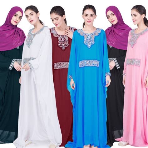 Muslim Abaya Chiffon Kimono Diamond Hijab Dress Turkish Arabic Dubai African Women Pakistan