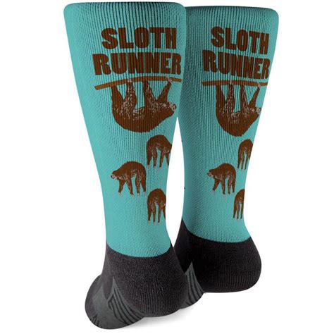 Running Mid Calf Socks Sloth Runner Teal Running T Idea Running Socks Calf Socks