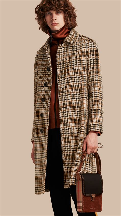 Single Breasted Wool Tweed Trench Coat Burberry Coat Vintage Mens