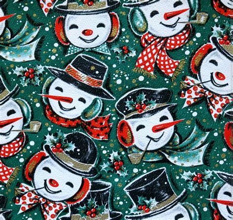 Snowman Wrapping Paper Vintage Christmas Wrapping Paper Christmas