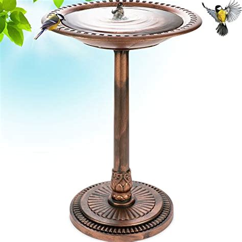Outdoor Pedestal Bird Bath Stand With Steel Ground Anchors Stylish
