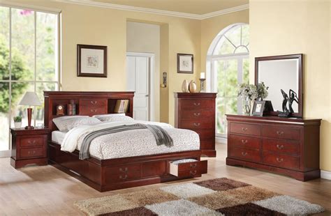 Acme 24380q Louis Philippe Bedroom Set With Storage Bed In Cherry