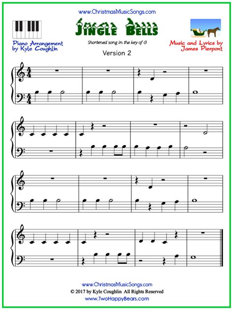 Jingle Bells For Piano Short Version Free Sheet Music