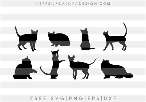 Free Cat Silhouettes SVG, PNG, EPS & DXF by Caluya Design