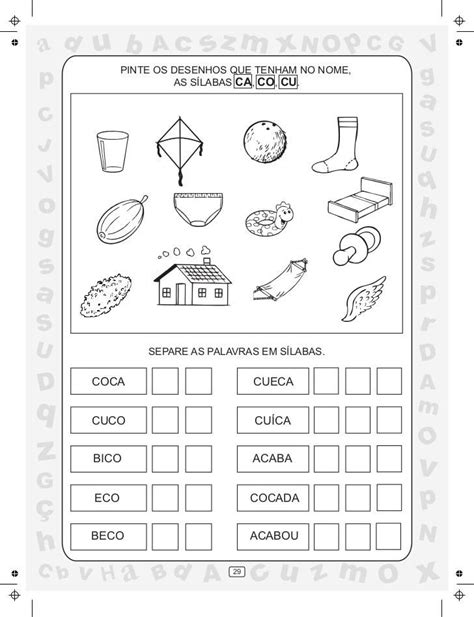 dicas de atividades de sílabas com ca ce ci co cu Atividades de alfabetização Alfabetização