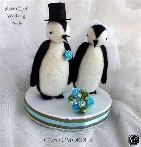 custom order penguin wedding cake topper