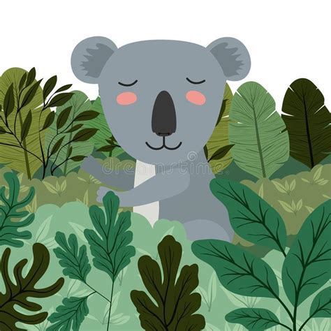 Wild Koala In The Jungle Scene Stock Vector Illustration Of Fauna