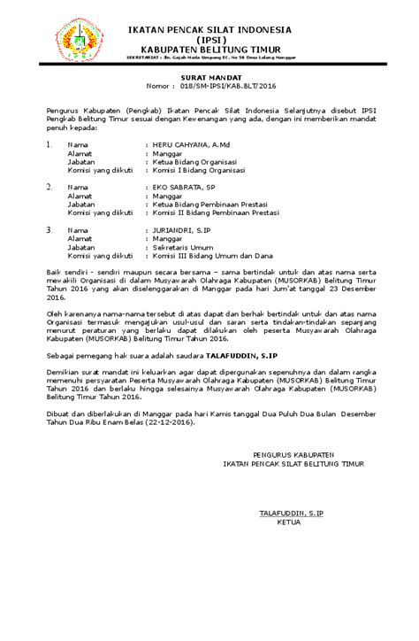 Kumpulan contoh surat keputusan mandat terbaru 2019. (DOC) CONTOH-SURAT-MANDAT.doc | Eko Sabrata - Academia.edu