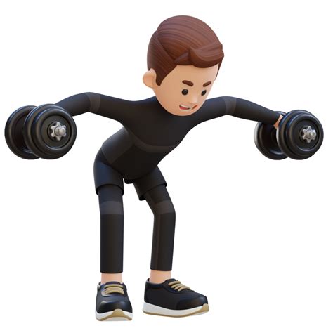 3d Sportsman Character Performing Dumbbell Bent Over Reverse Fly 24999771 Png