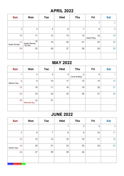 2022 Calendar Quarterly April 2022 Calendar