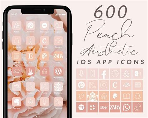 Ios 14 App Icons Peach Aesthetic Peach Iphone Icons Bundle Etsy Uk