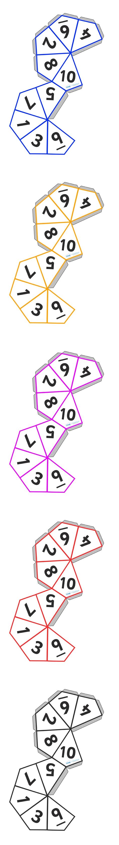 Ten Sided Printable Dice Perfect To Use For Multiplication Roll Two
