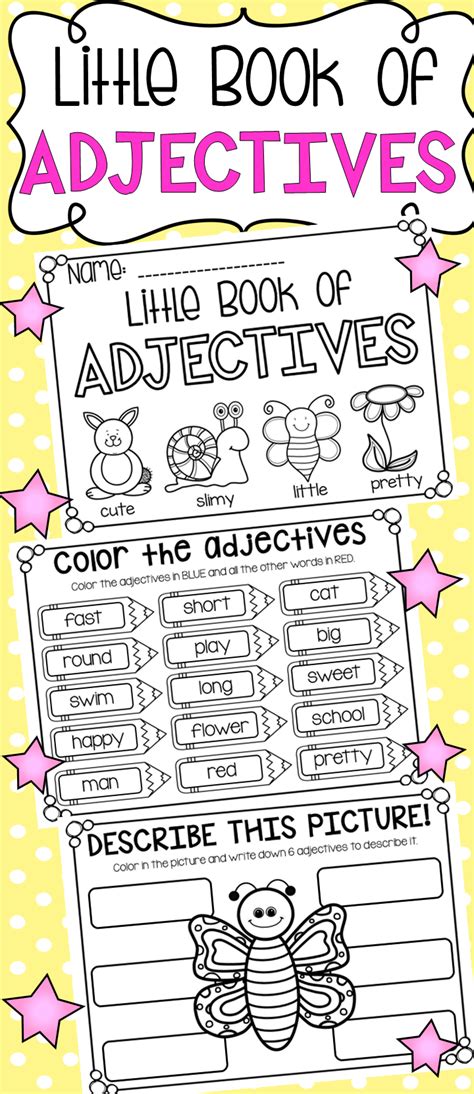 They do not describe the verb, adverbs do that.adjectives after a verb describe the subject of the verb (usually a noun or pronoun). Little Book of Adjectives - Half Page Printable Worksheet ...