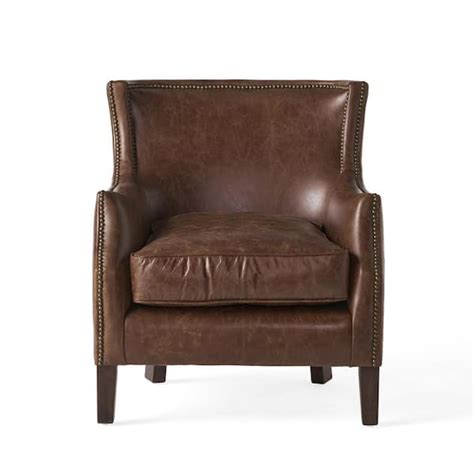 Noble House Njord Vintage Light Brown Bonded Leather Club Chair With